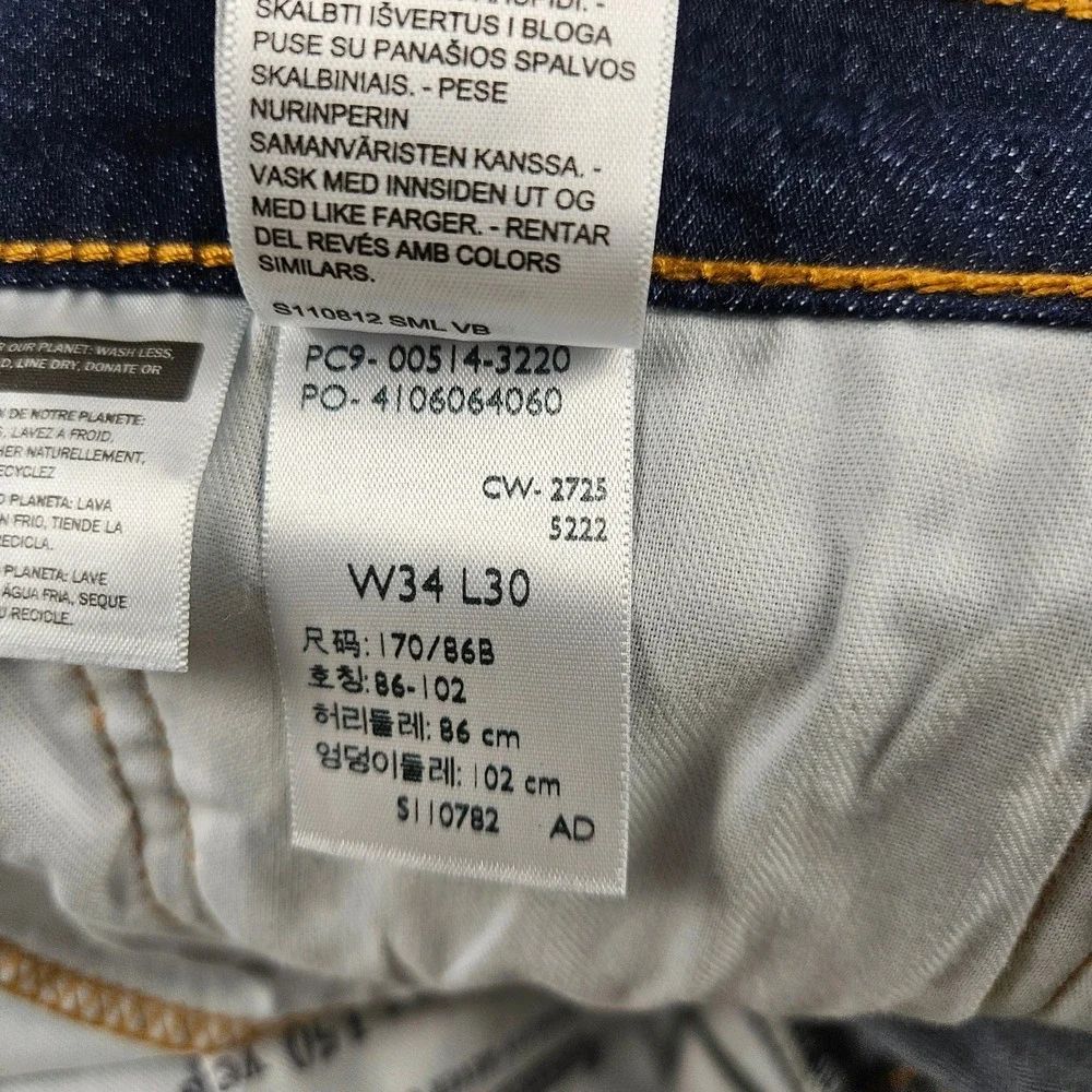 Levis 514 Straight Leg Stretch Jeans Mens 34x30 Indigo Blue Denim 00514-3220 NEW